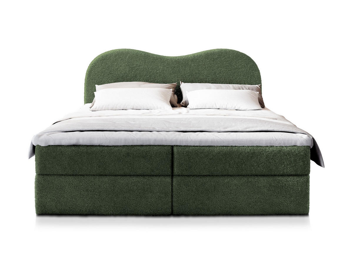 POSTEL BOXSPRING FLUVIA 160x200 cm, s matrací a úložným prostorem, zelená barva - zelená barva, kompozitní dřevo/textil (160/200cm) - MASSENO