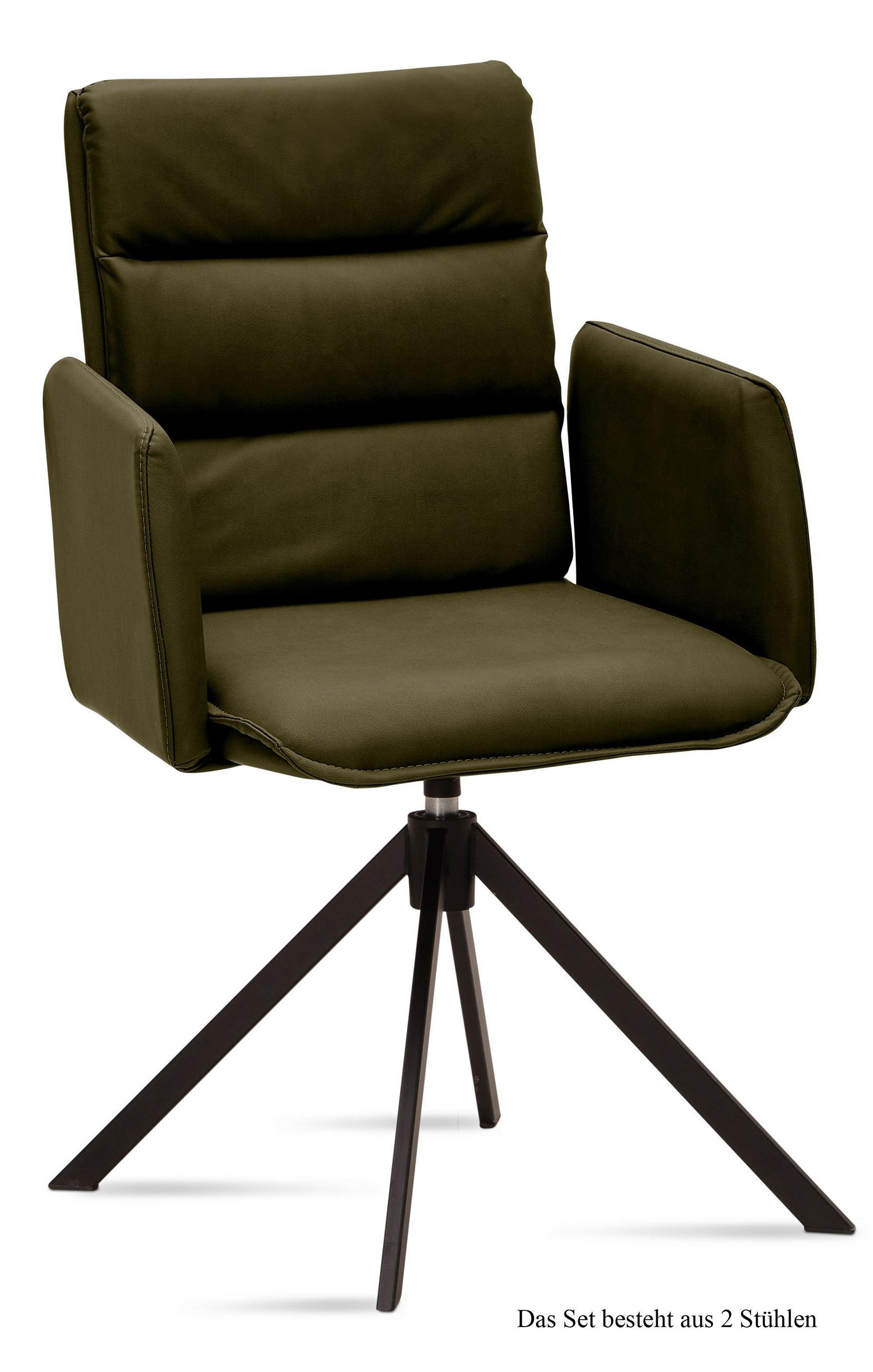 ARMLEHNSTUHL drehbar (2er-Set) Delila 52x92x60 Schwarz/Khaki - Dunkelgrün/Schwarz, Kunststoff (60/92/52cm) - 58aufmkessel
