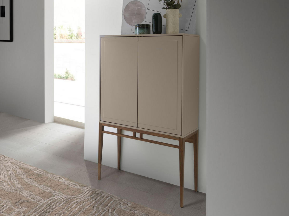 HIGHBOARD Hohe Anrichte in Beige und Nussbaum 90/40/150 cm - Walnussfarben/Grau, Holz (90/150/40cm) - ANGEL CERDA
