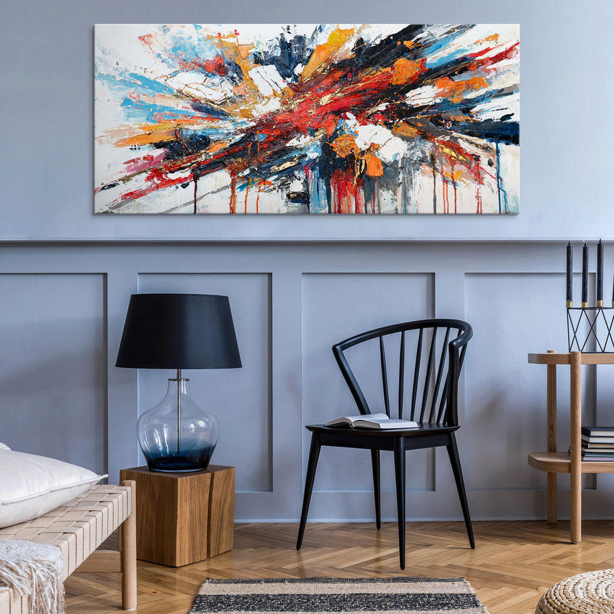 GEMÄLDE Fluss der Energie auf Keilrahmen 115x50 cm - Multicolor, Holz (115/50cm) - YS-art gallery