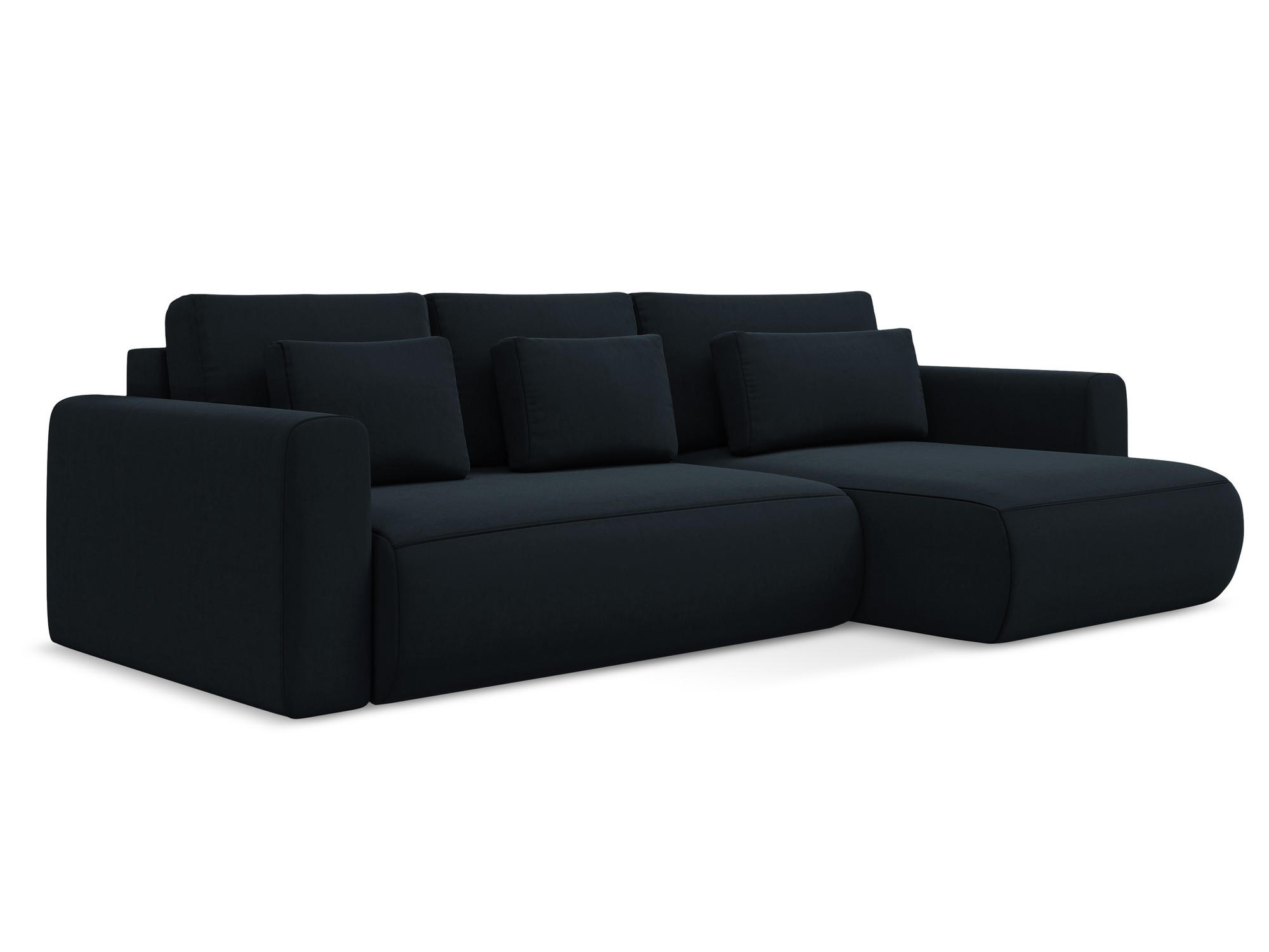 ECKSOFA mit Schlaffunktion Samt Stoff Blau - Blau/Schwarz, Kunststoff/Textil (278/149cm) - Makamii