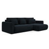 ECKSOFA mit Schlaffunktion Samt Stoff Blau - Blau/Schwarz, Kunststoff/Textil (278/149cm) - Makamii