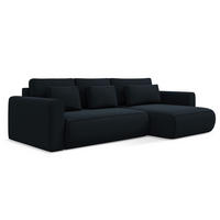 ECKSOFA mit Schlaffunktion Samt Stoff Blau - Blau/Schwarz, Kunststoff/Textil (278/149cm) - Makamii