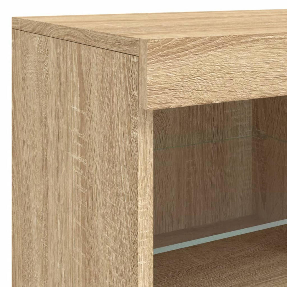 SIDEBOARD mit LED-Licht, 2 Türen 81/37/67 cm aus Holzwerkstoff Sonoma-Eiche Dekor - Sonoma Eiche, Holz (81/67/37cm) - vidaXL