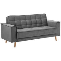 SOFA 2-Sitzer Kavindra Samtvelours anthrazit - Anthrazit, Kunststoff (180/84/78cm) - 58aufmkessel