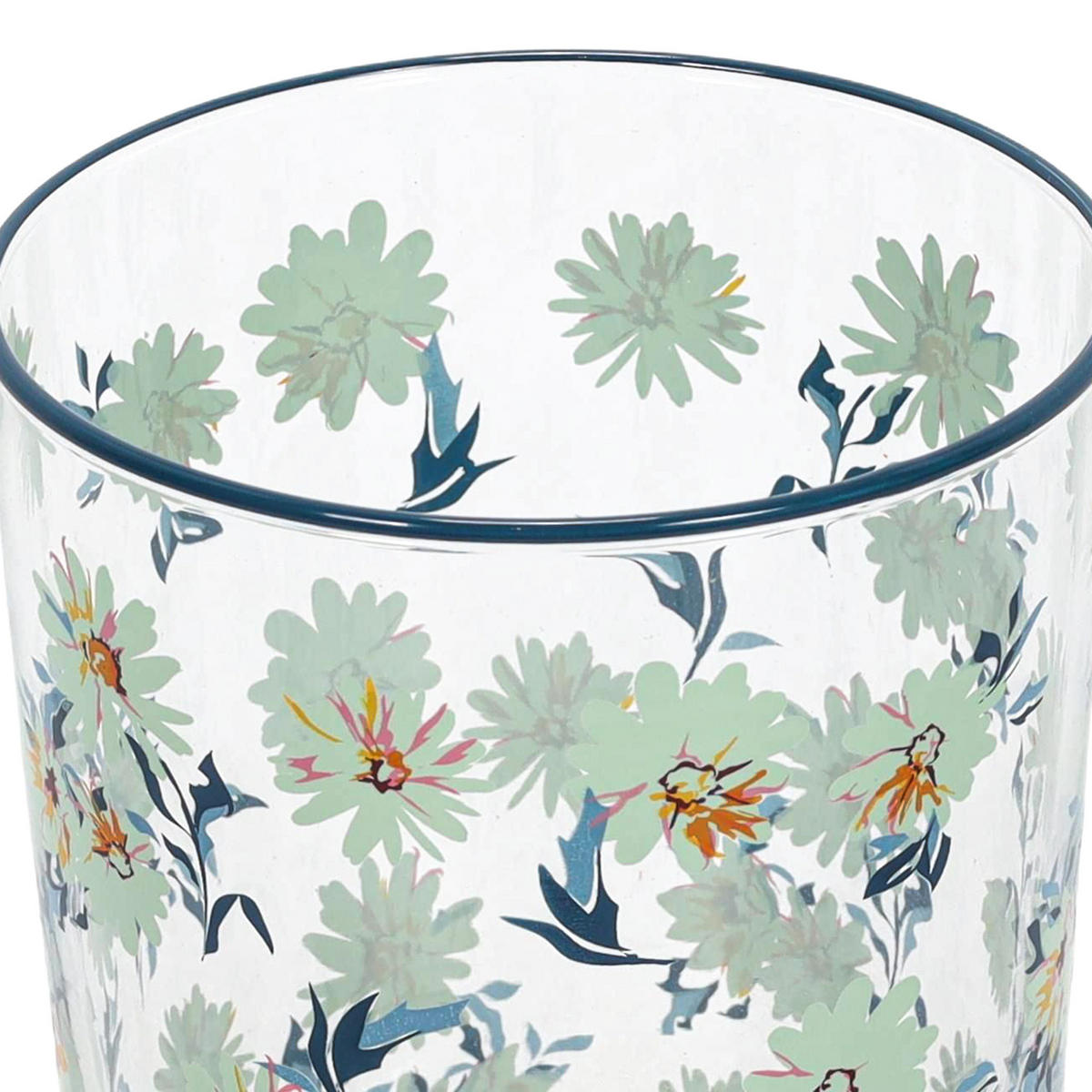 GLAS mit Blumenmuster Blau 510 ml 8,8/8,8/12 cm - Multicolor, Glas (0.51L) - Excellent Houseware