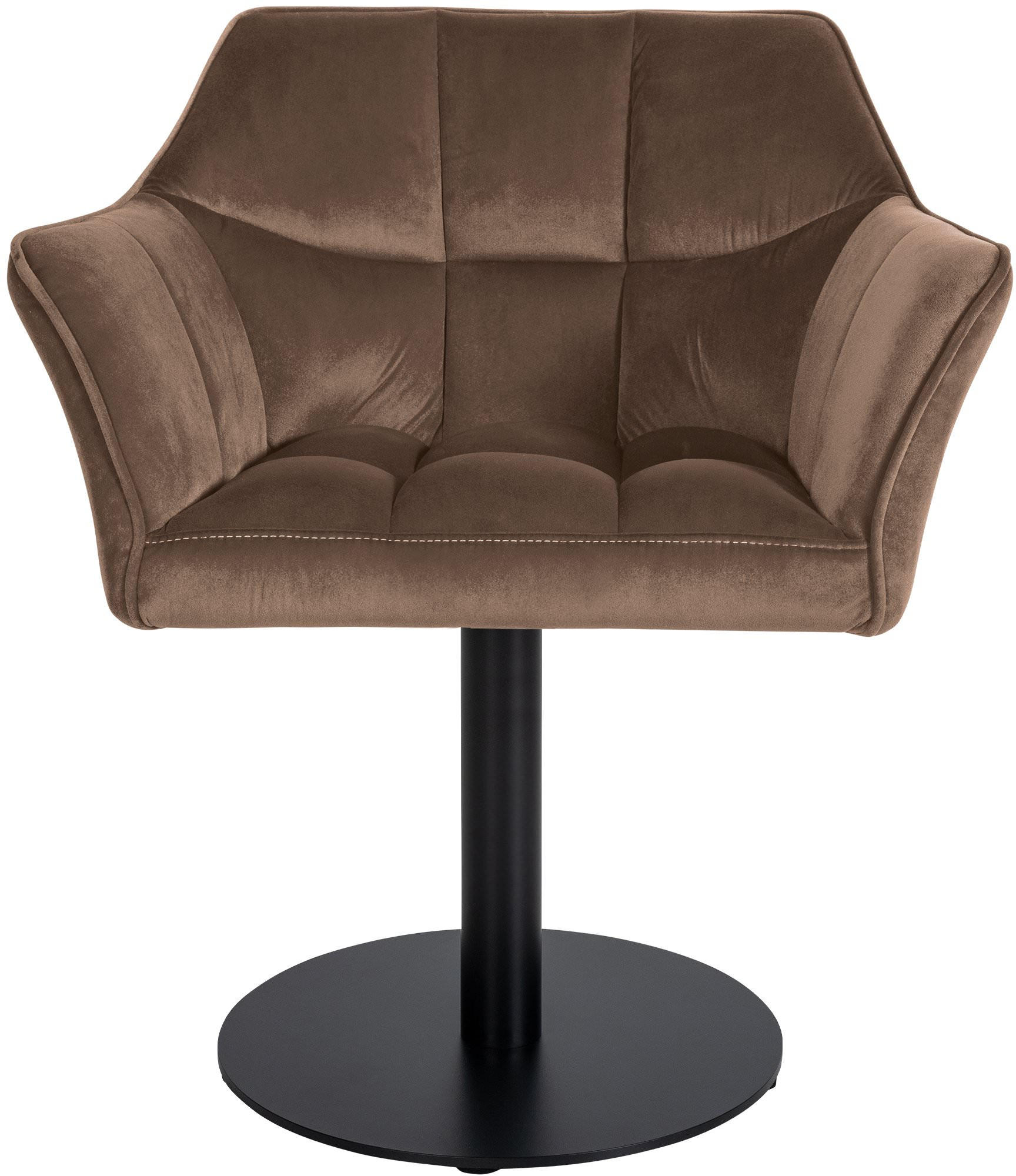 SESSEL Samt Braun - Schwarz/Braun, Textil/Metall (64/75/48cm) - CLP
