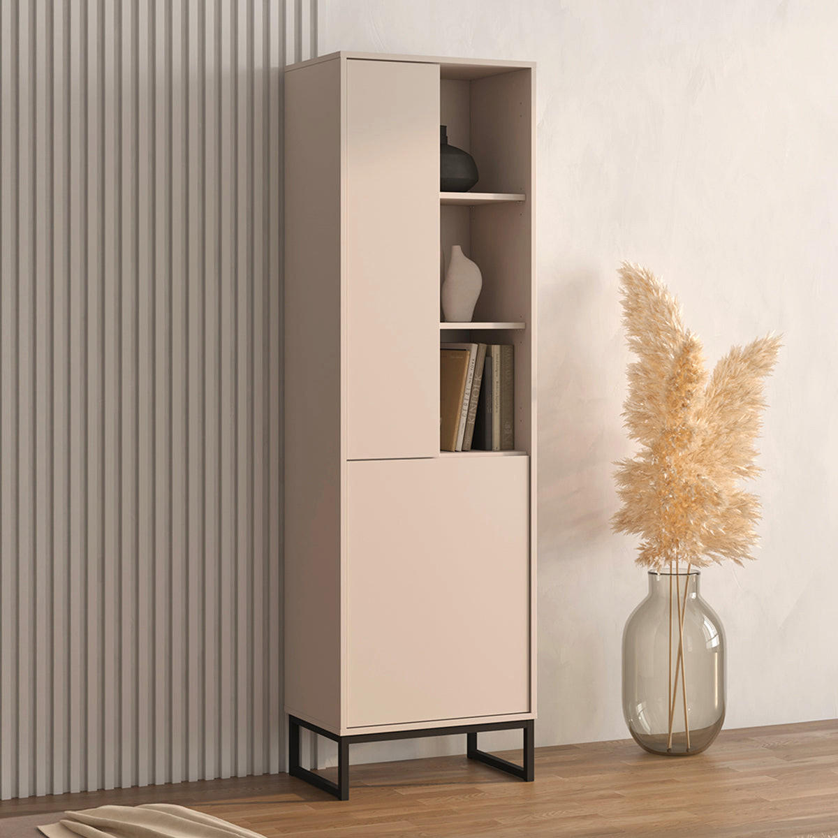 REGÁL NA KNIHY Loa Kašmír - béžová, kompozitné drevo (53.5/180/36.5cm) - Petits-meubles