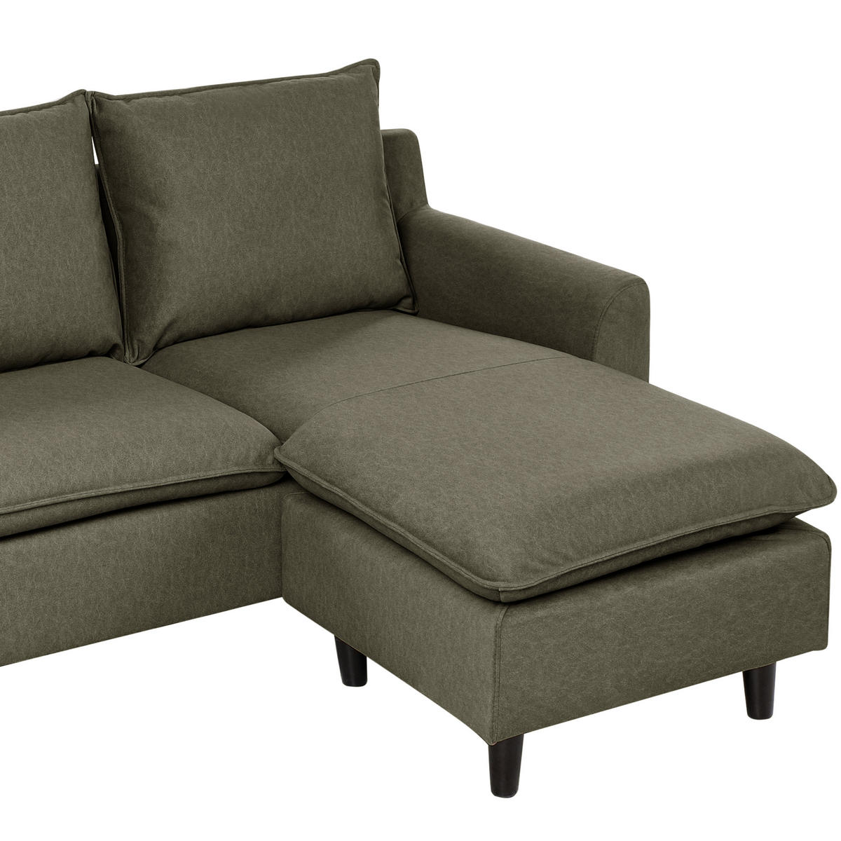 ROHOVÁ POHOVKA 3-místná Sametová látka Tmavě zelená levostranná Elvenes - zelená barva/hnědá, textil (206/140cm) - Beliani
