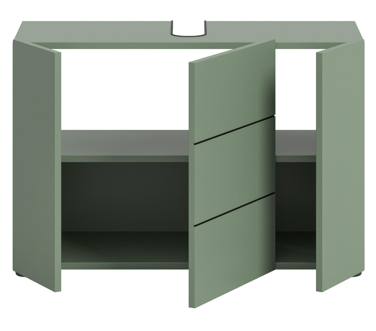 WASCHBECKENUNTERSCHRANK grün, Badezimmer Unterschrank 82 x 56 cm - Schwarz/Grün, Holzwerkstoff/Kunststoff (38/56/34cm) - Inn.Furn