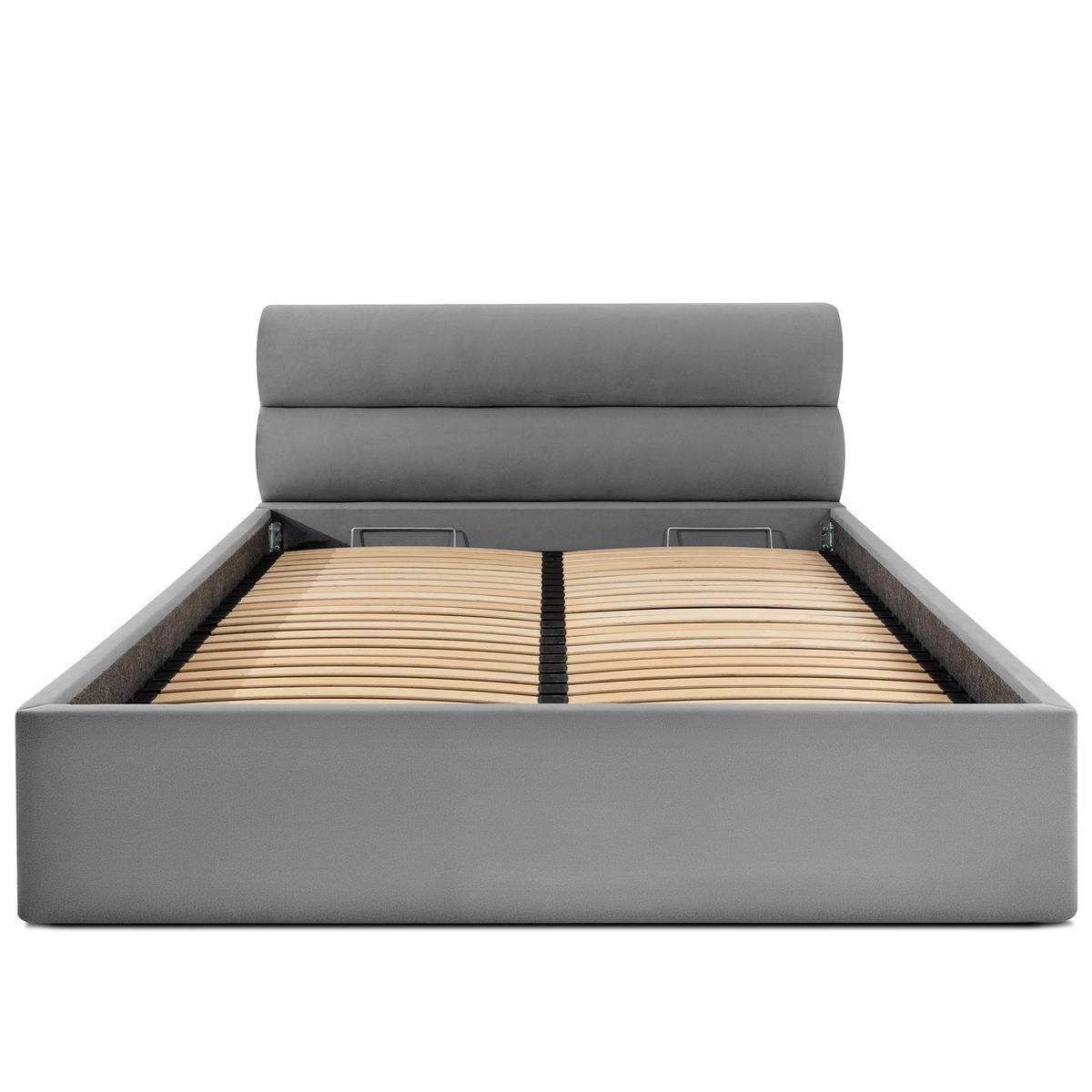 POLSTERBETT LUNEO - Hellgrau/Schwarz, Holz/Holzwerkstoff (162/204cm) - KONSIMO®