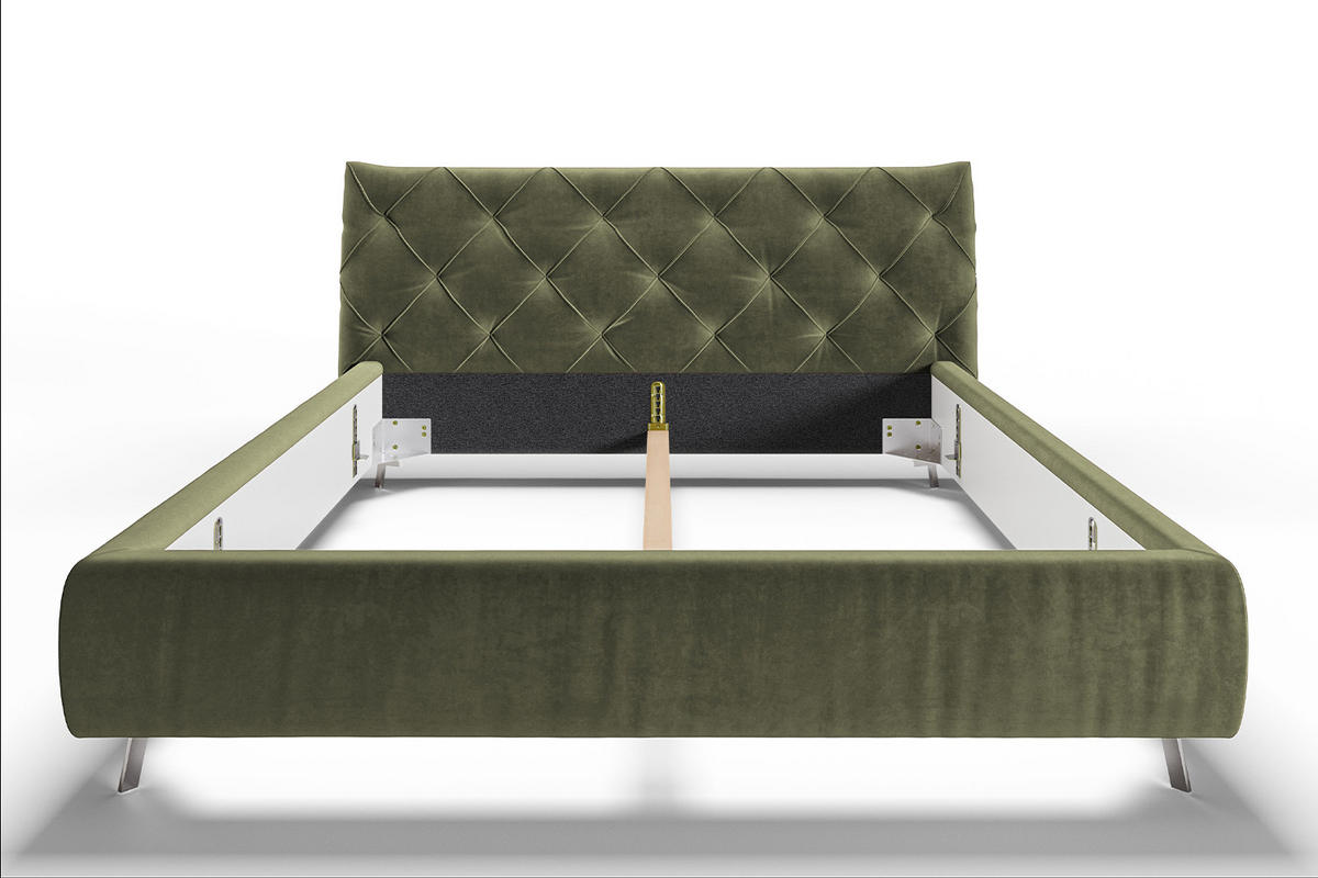 POLSTERBETT ANNY Grün Massivholz - Grün, Textil (160/200cm) - KAWOLA