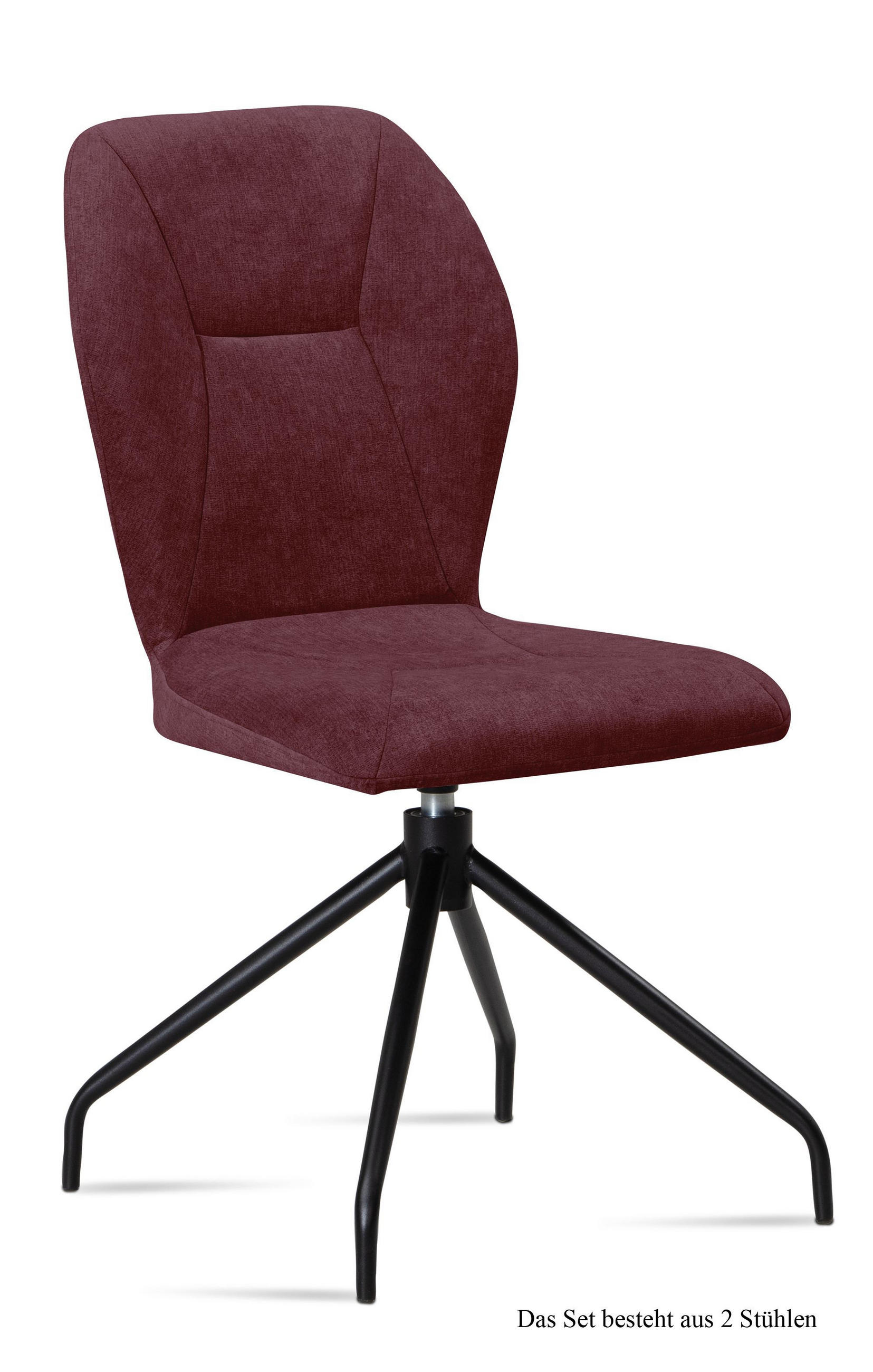ESSZIMMERSTUHL drehbar (2er-Set) Dorene 51x92x60 Schwarz/Marsala - Brombeere/Schwarz, Kunststoff (60/92/51cm) - 58aufmkessel