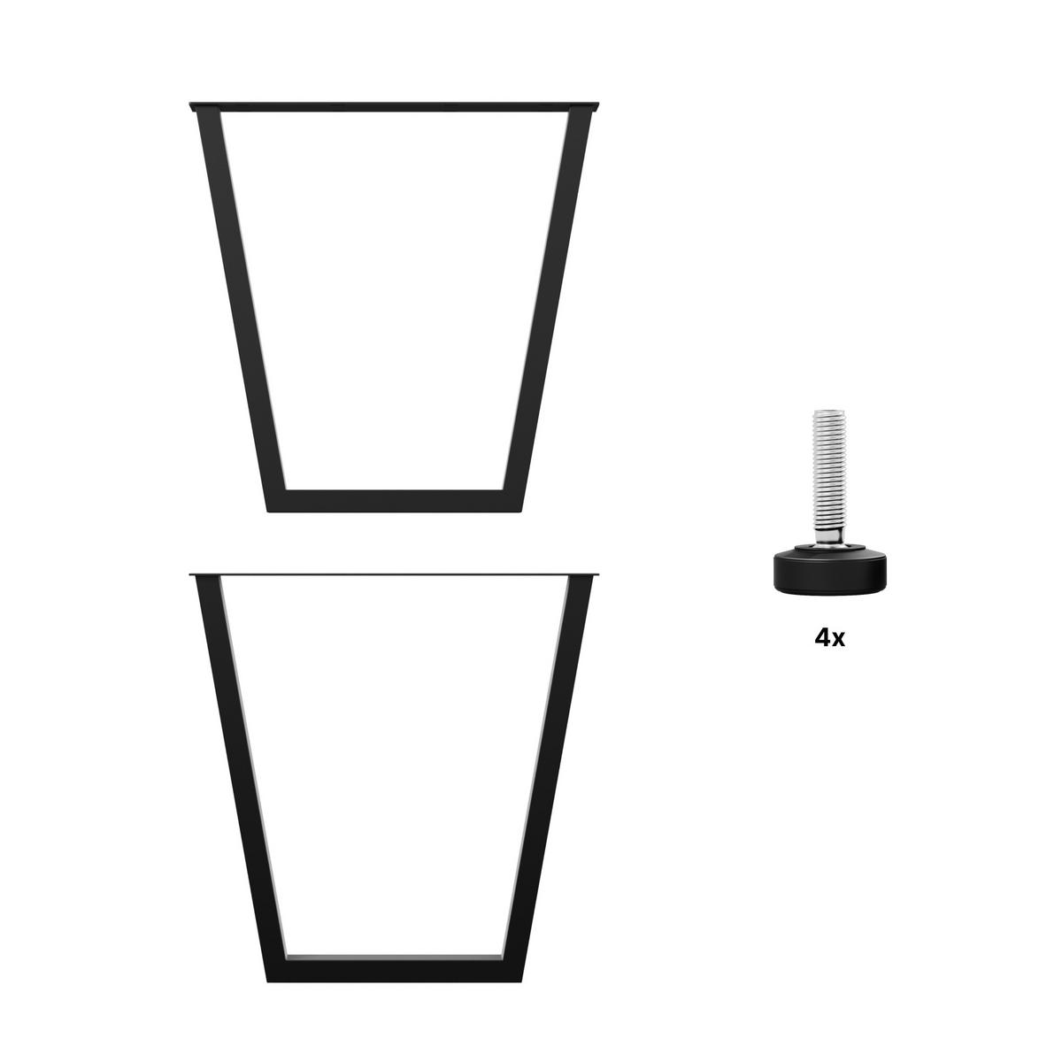 TISCHBEINE Atria Lite 2er-Set Schwarz 72cm - Schwarz, Metall (70/72/8cm) - Metalo Pro