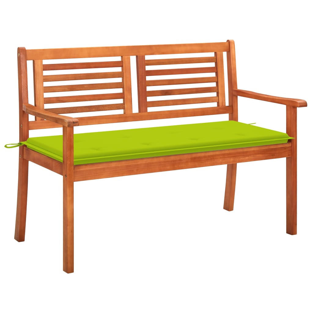2-SITZER-GARTENBANK mit Auflage 120 cm Massivholz Eukalyptus - Grün, Holz (120/89/60cm) - furnicato