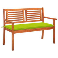 2-SITZER-GARTENBANK mit Auflage 120 cm Massivholz Eukalyptus - Grün, Holz (120/89/60cm) - furnicato