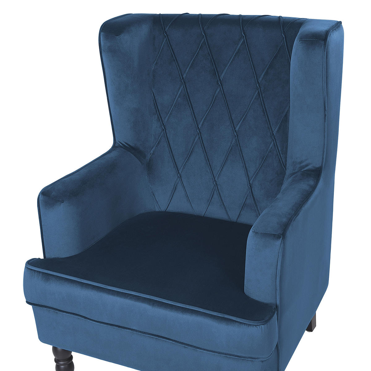 SESSEL Samtstoff blau plus Hocker Sandset - Blau, Textil (72/103/75cm) - Beliani