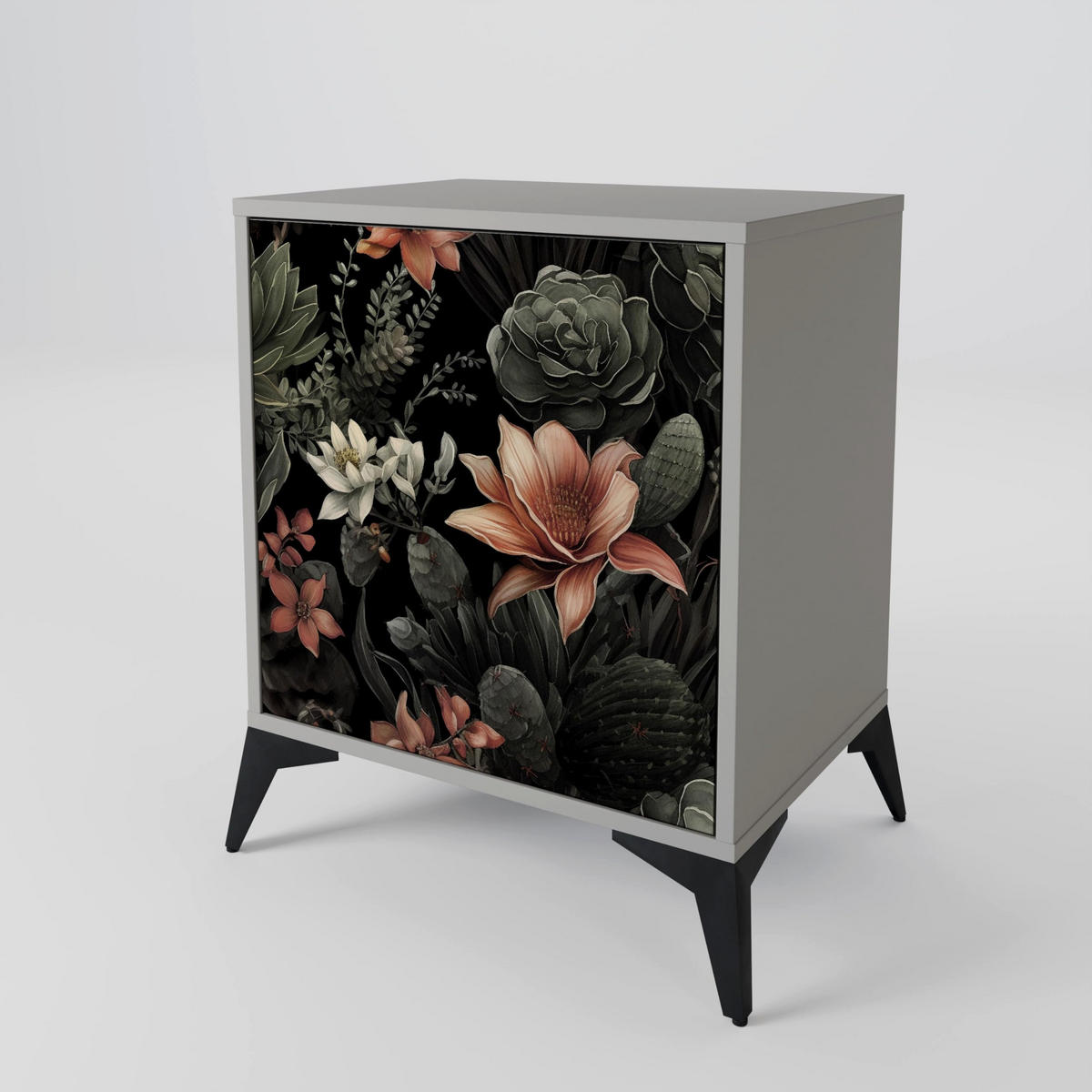 SIDEBOARD SECRET VERDURE, Grau, 57,5x42x75,5 cm, Goldfarbene Metallfüße - Goldfarben/Multicolor, Holzwerkstoff/Metall (57.5/75.5/42cm) - SpaceRebels