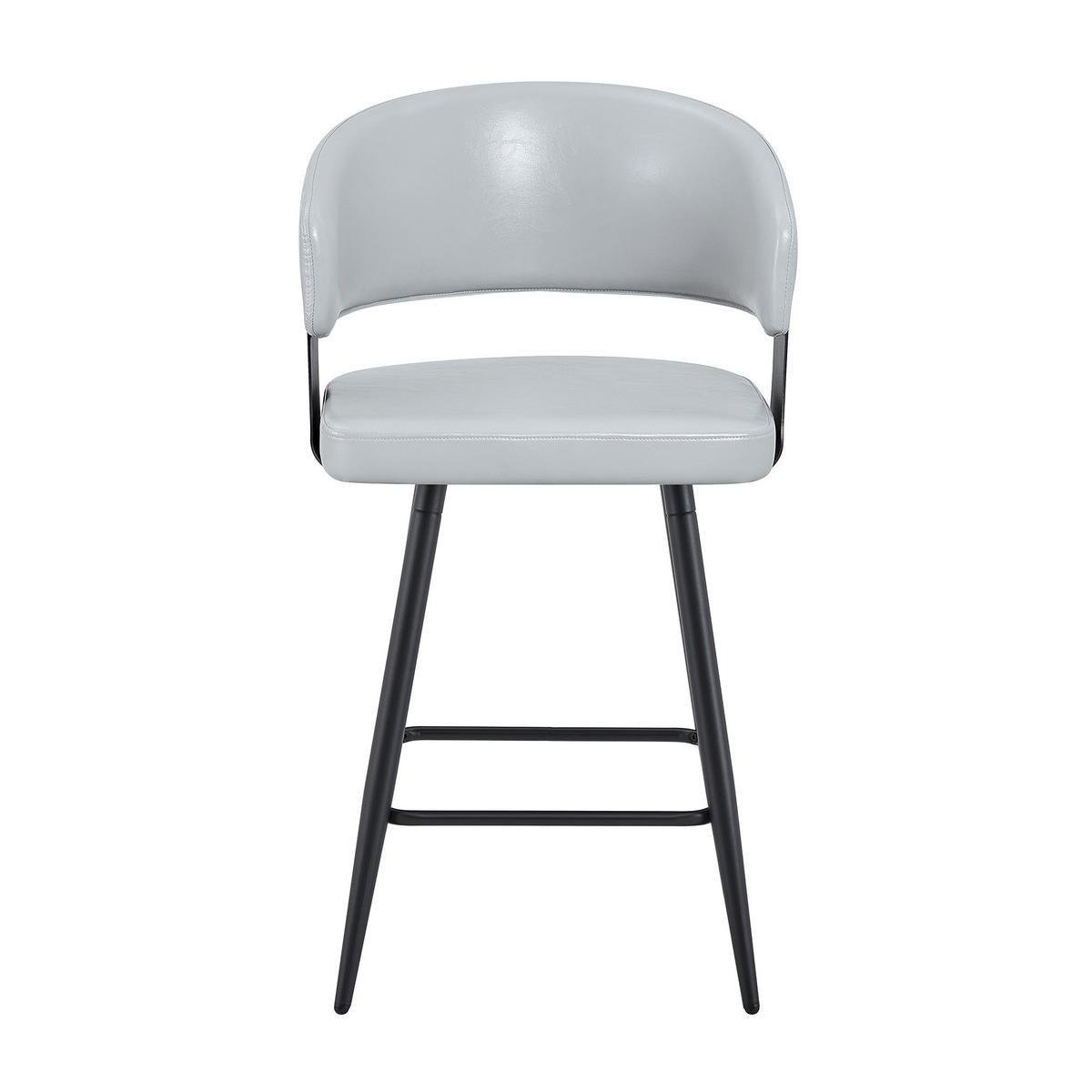 BARHOCKER DE-36675 2er-Set mit Kunstlederbezug und Metallgestell Schwarz - Grau, Metall (47/94.5/46cm) - ComfortXL