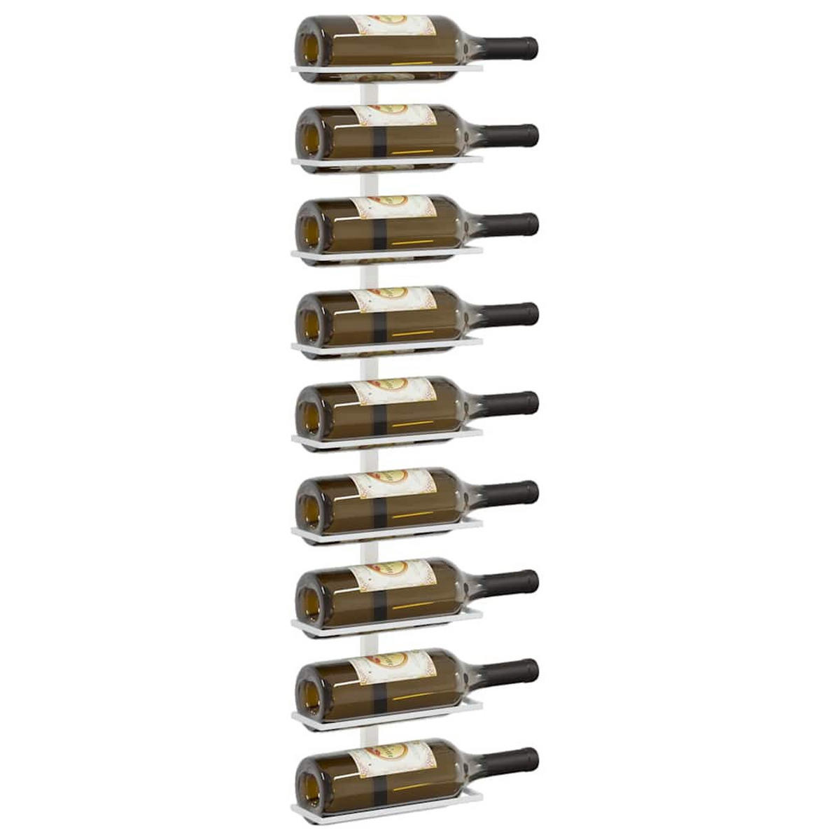 WAND-WEINREGAL Für 9 Flaschen 2er set Weiß Eisen - Weiß, Metall (24/98/9.5cm) - vidaXL