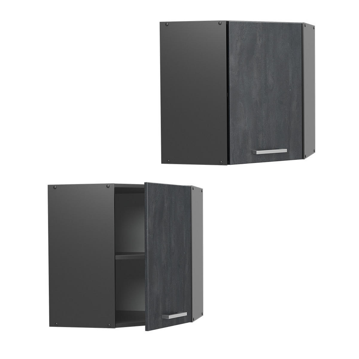 ECKHÄNGESCHRANK HÄNGESCHRANK R-Line Schwarz Beton 57 cm - Anthrazit/Schwarz, Holzwerkstoff (57/60/34.1cm) - Vicco