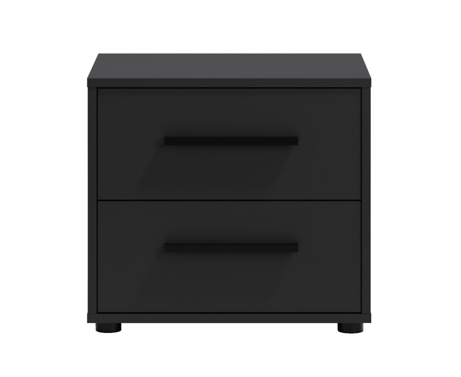 NACHTTISCH Maxivo Schwarz, mit Schubladen - Schwarz, Holzwerkstoff (51/47/40cm) - Bettso