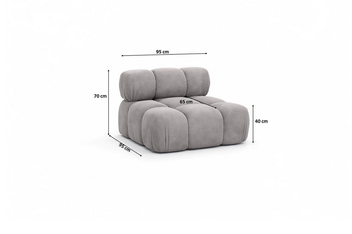 MODUL Mittig, Für Modulares System, Stoff Salvador, Grau, Selia - Grau, Holz (95/70/95cm) - Kaiser Möbel