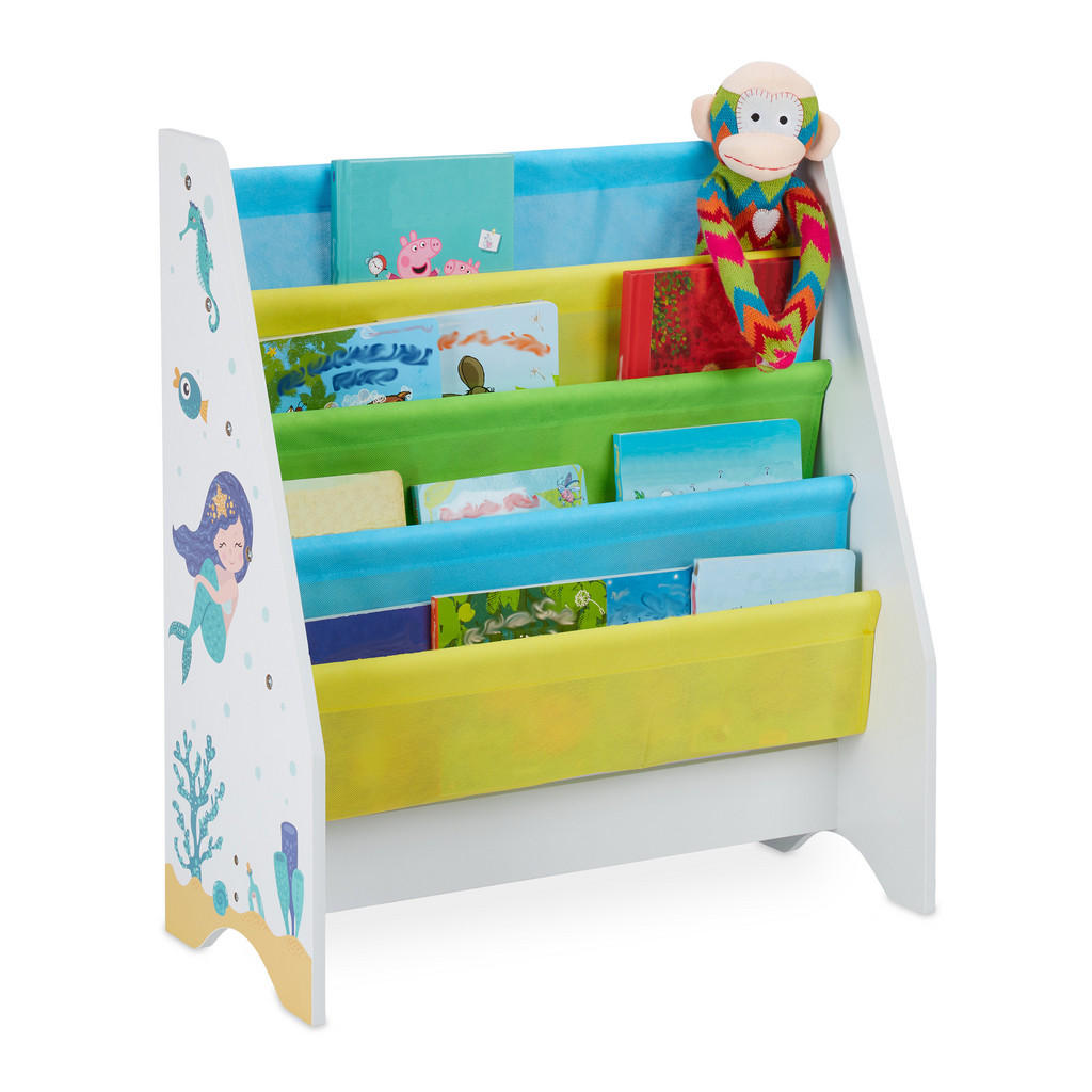 BIBLIOTECĂ albă copii 4 buzunare textile