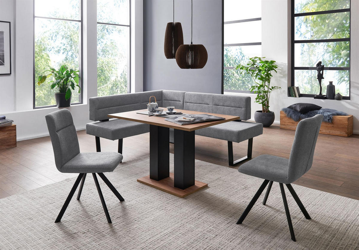 ECKBANKGRUPPE Modern Doralyn 2 für 7 Personen Microfaser Schwarz/Grau - Schwarz/Grau, Kunststoff (155/85/195cm) - 58aufmkessel