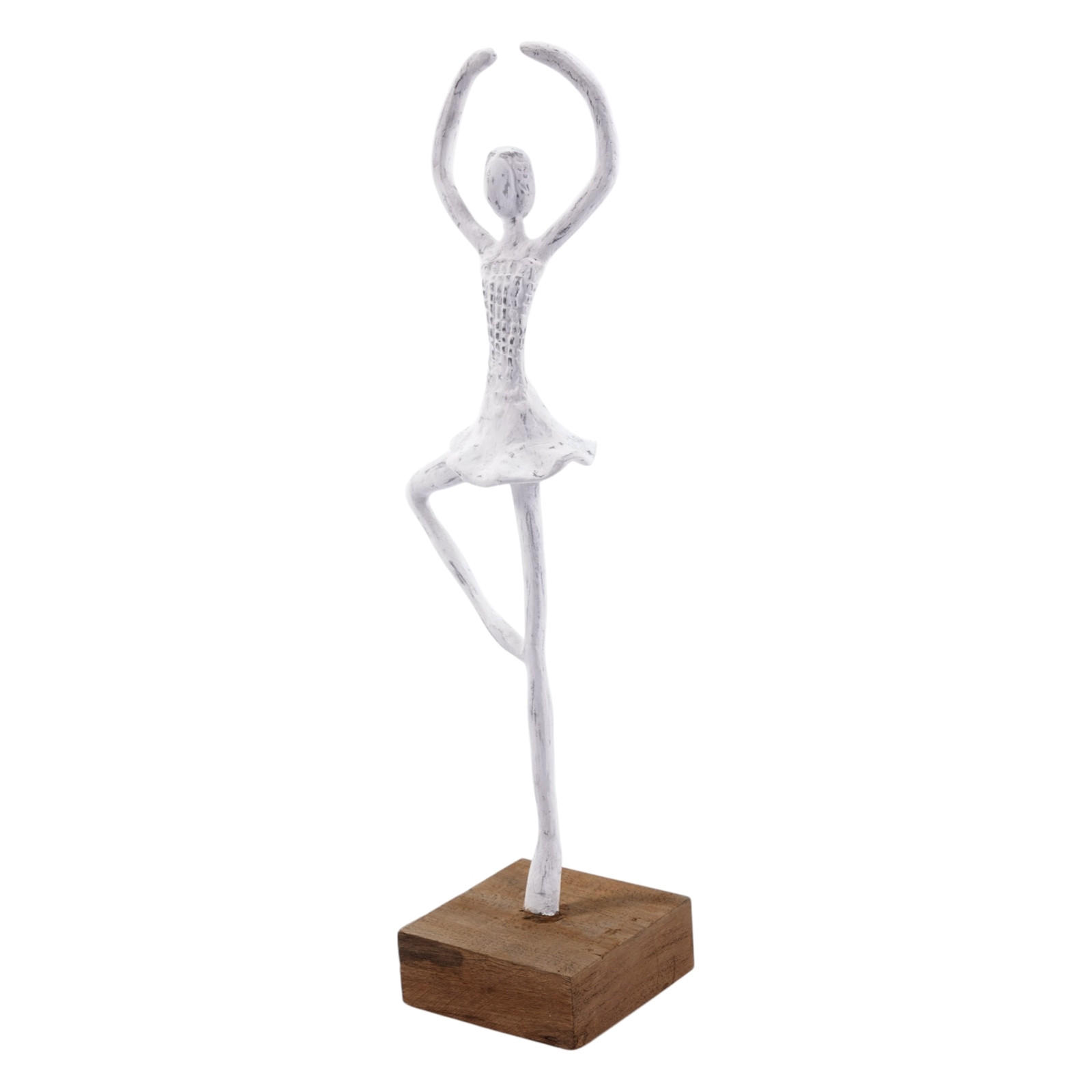 SKULPTUR BALLERINA II Mangoholz weiß-natur - Weiß, Holz (12/38/9cm) - CREEDWOOD