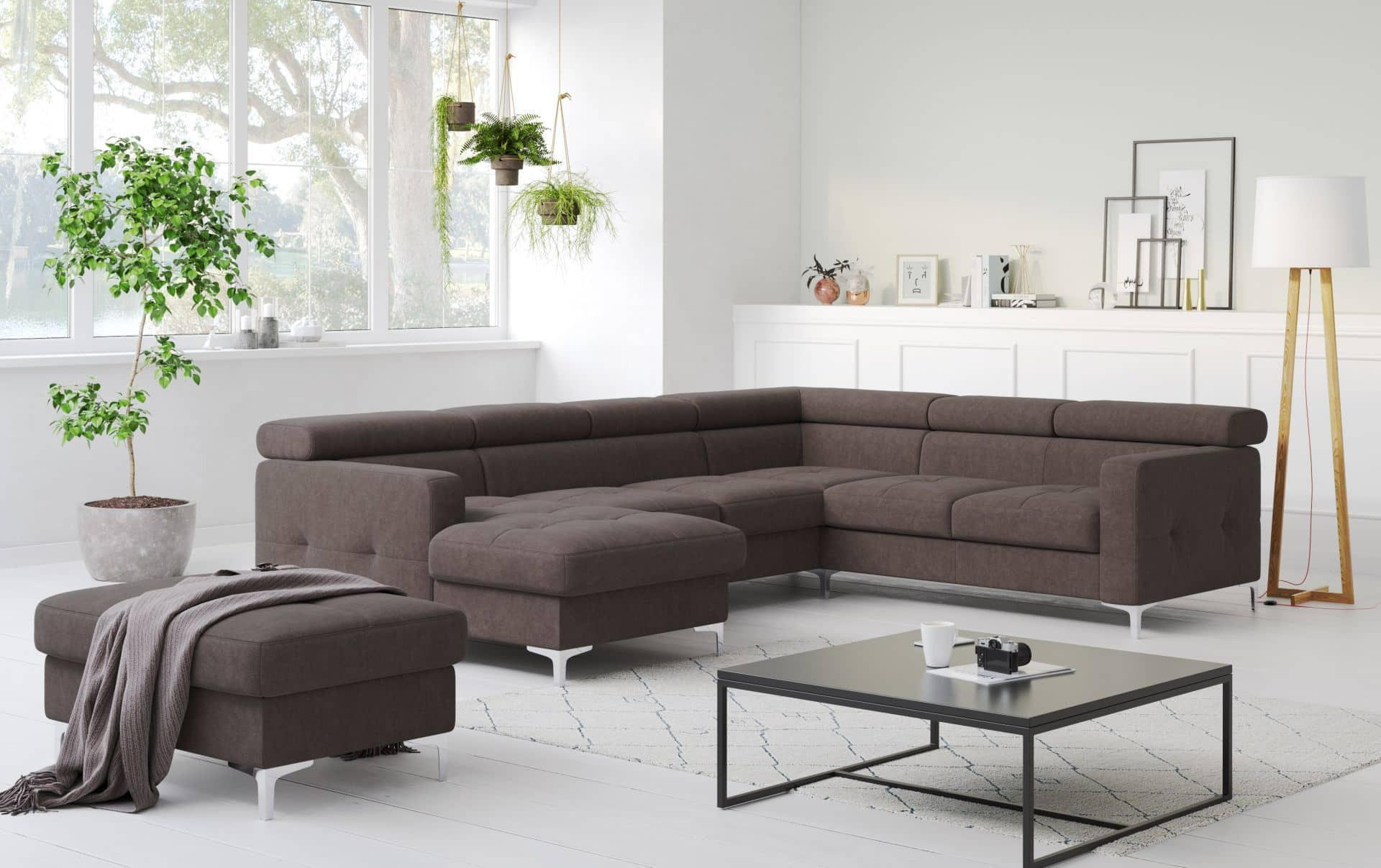 Thumbnail - Cotta Wohnlandschaft, Braun, Textil, Echtholz,Kernbirke, 6-Sitzer, Füllung: Schaumstoff,Taschenfederkern, seitenverkehrt...