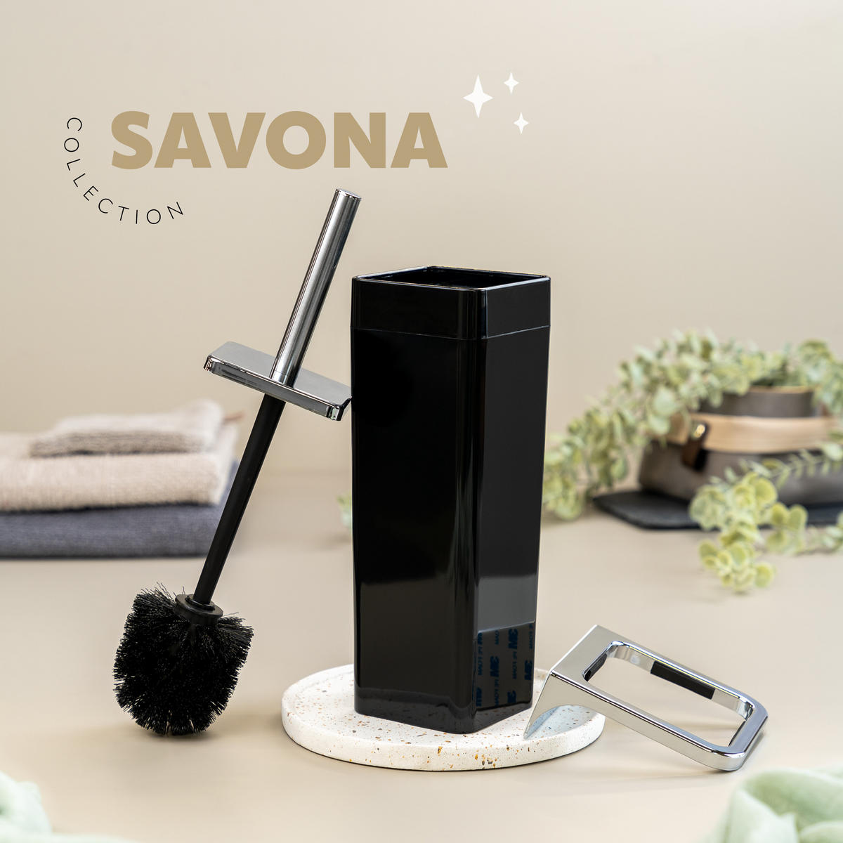 WC-GARNITUR SAVONA, schwarz, Kunststoff - Schwarz, Kunststoff (12/36.5/13cm) - bremermann