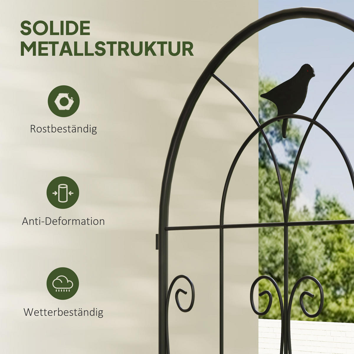 RANKGITTER 2er Set Metall Schwarz - Schwarz, Metall (1.3/120/50cm) - Outsunny