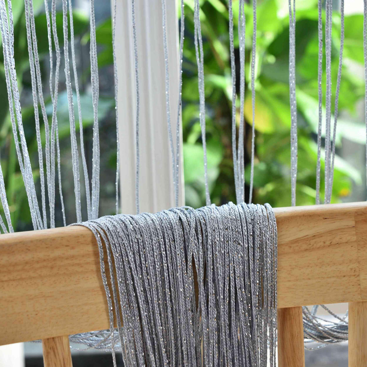 FADENGARDINE Shanghai HxB 230x100 cm Grau Lurex - Grau, Textil (100/230cm) - Gardinenbox