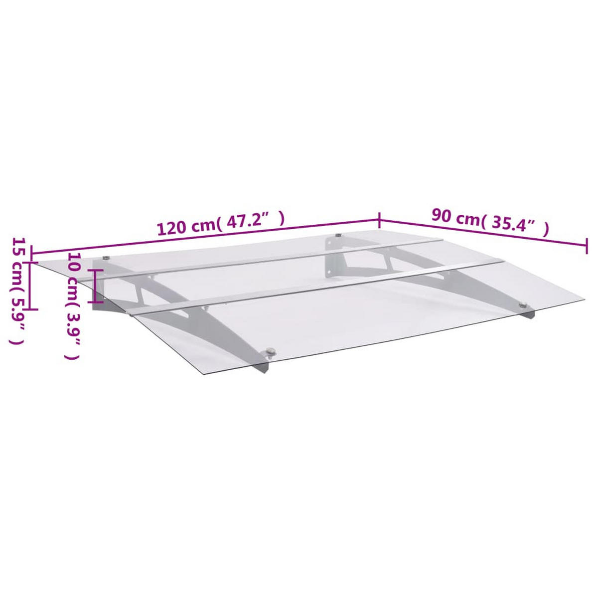 TÜRVORDACH Silbern Und Transparent 120/90 Cm Polycarbonat - Multicolor, Kunststoff (90/120cm) - vidaXL