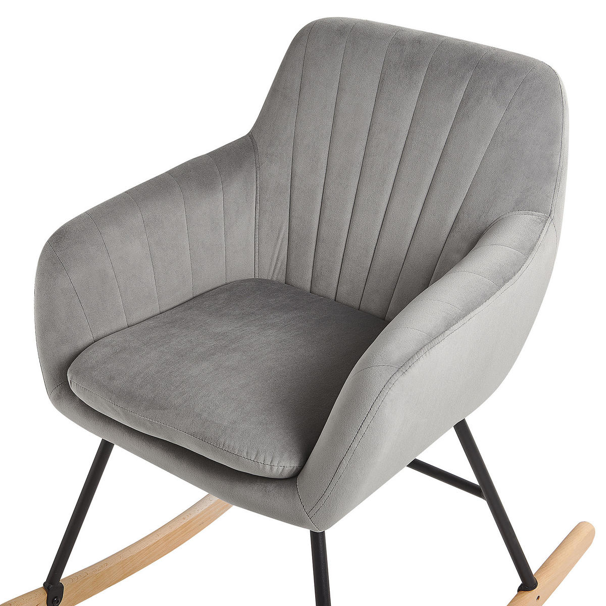 SCHAUKELSTUHL Samtstoff Grau Liarum - Grau, Holz/Textil (60/82/74cm) - Beliani