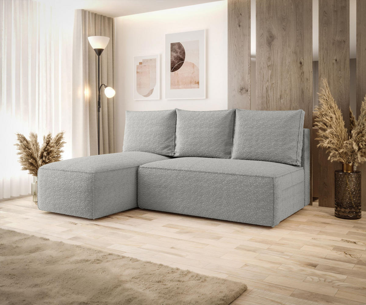 ECKSOFA mit Schlaffunktion SAVIO MINI Quelle 83 Links - Grau, Textil (200/140cm) - Bedante