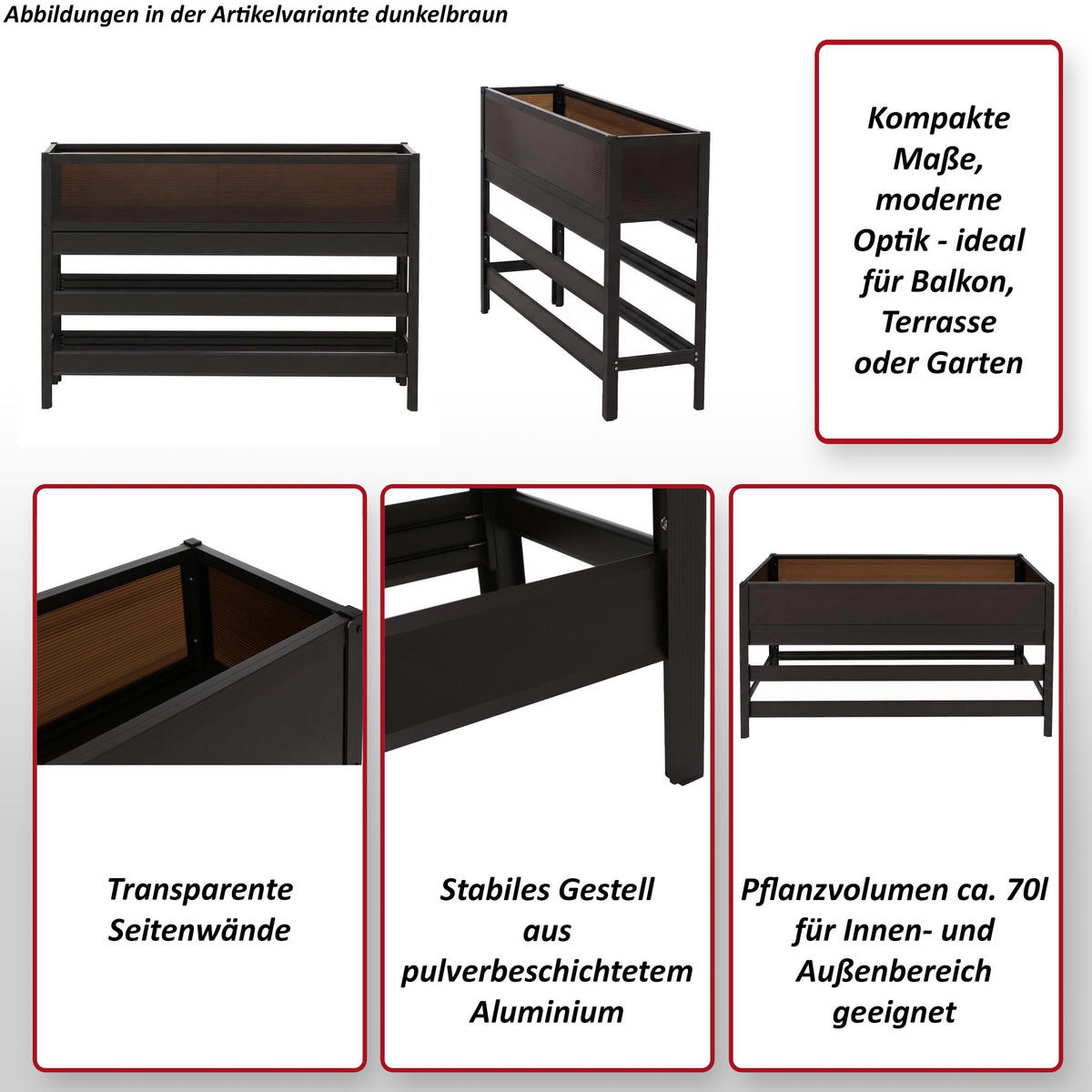 HOCHBEET Braun - Braun, Metall (120/82/30cm) - MCW