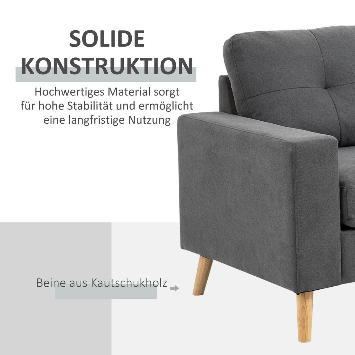 ECKSOFA Eckcouch in L-Form, Eckgarnitur in Leinenoptik Couchgarnitur Dunkelgrau - Dunkelgrau, Textil (136/193cm) - HOMCOM