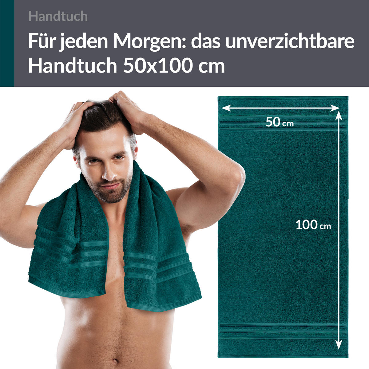 HANDTUCH 50x100 cm London Opal Grün 4er Set - Opal, Textil (50/100cm) - Lashuma