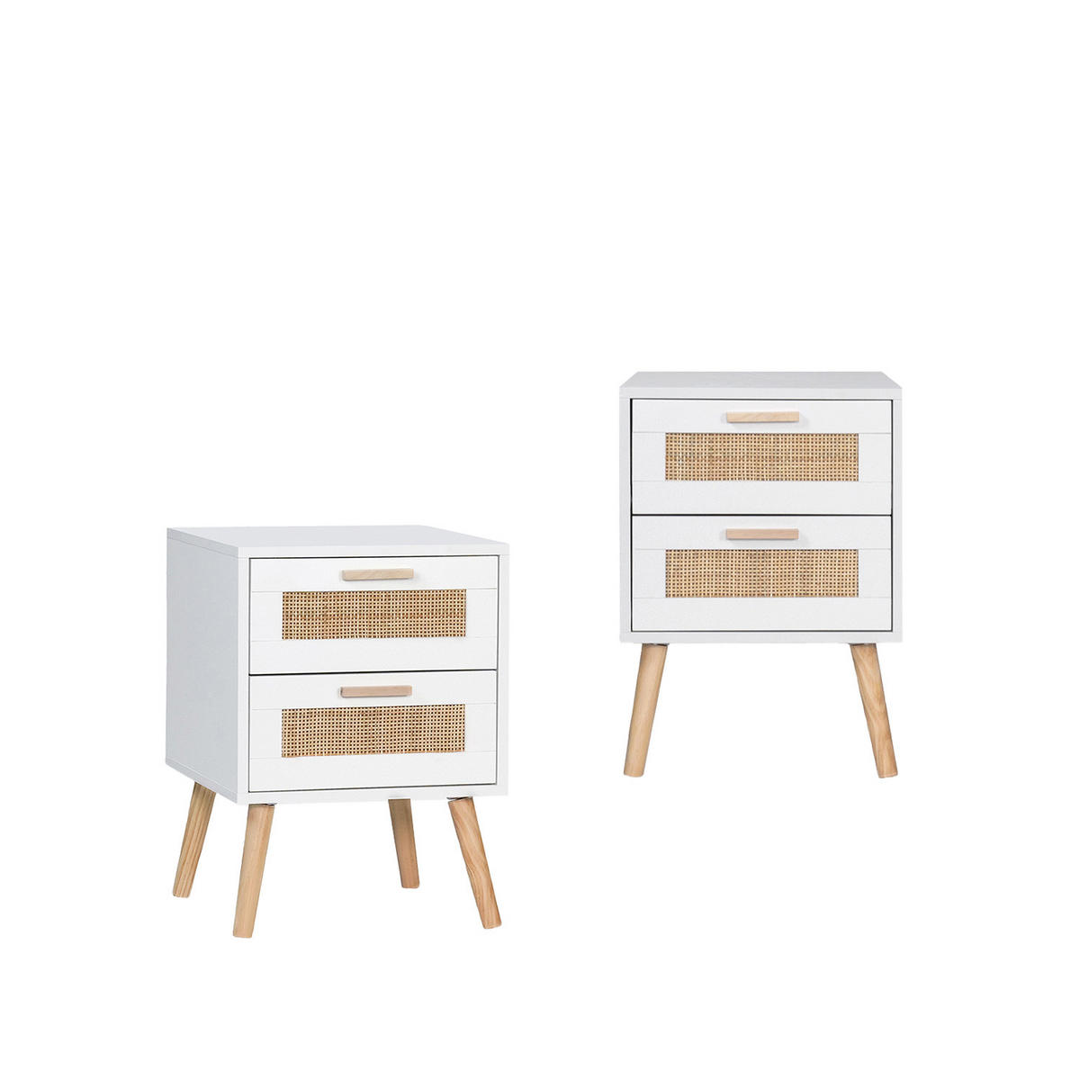 NACHTTISCH MIT 1 SCHUBLADE Tahiti Weiß 40 cm x 56 cm 2er-Set - Weiß, Holzwerkstoff (40/56/40cm) - Klast Home