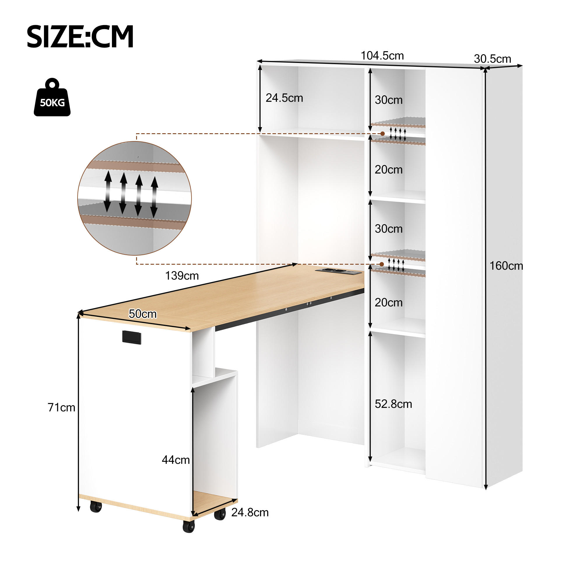 Thumbnail - Urban Meuble Bürotisch, Weiß, Holzwerkstoff, Metall, Rechteckig, 104.5x160x30.5 cm, Arbeitszimmer, Schreibtische, Büroti...