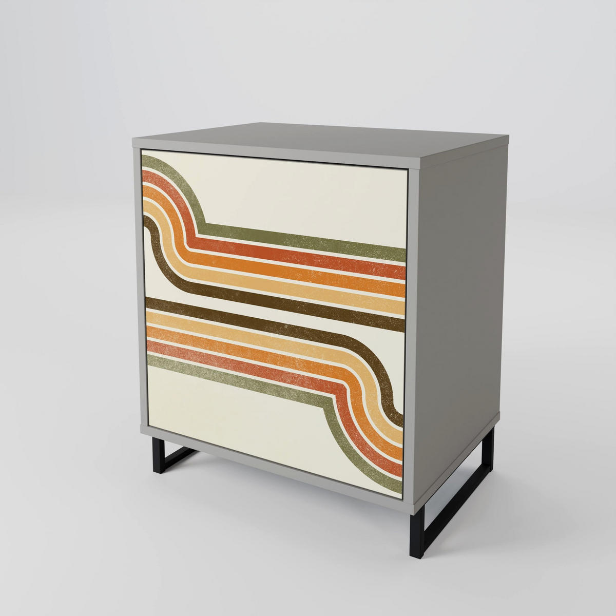 SIDEBOARD EXCEPTIONAL STREAM, Grau, 57,5x42x77,5 cm, Schräge Buchenholzfüße - Buchefarben/Multicolor, Holzwerkstoff/Buchenholz (57.5/77.5/42cm) - SpaceRebels