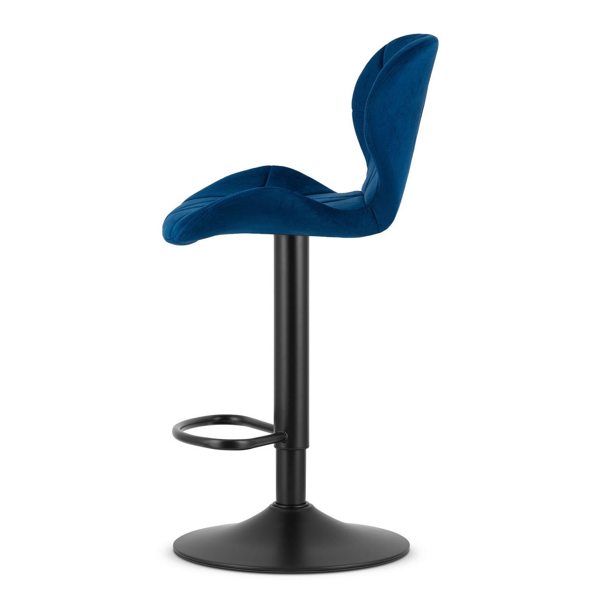 BARHOCKER 2-er Set WEST marineblauer Sitz, schwarze Basis - Schwarz/Dunkelblau, Textil (46/111/48.5cm) - Valora