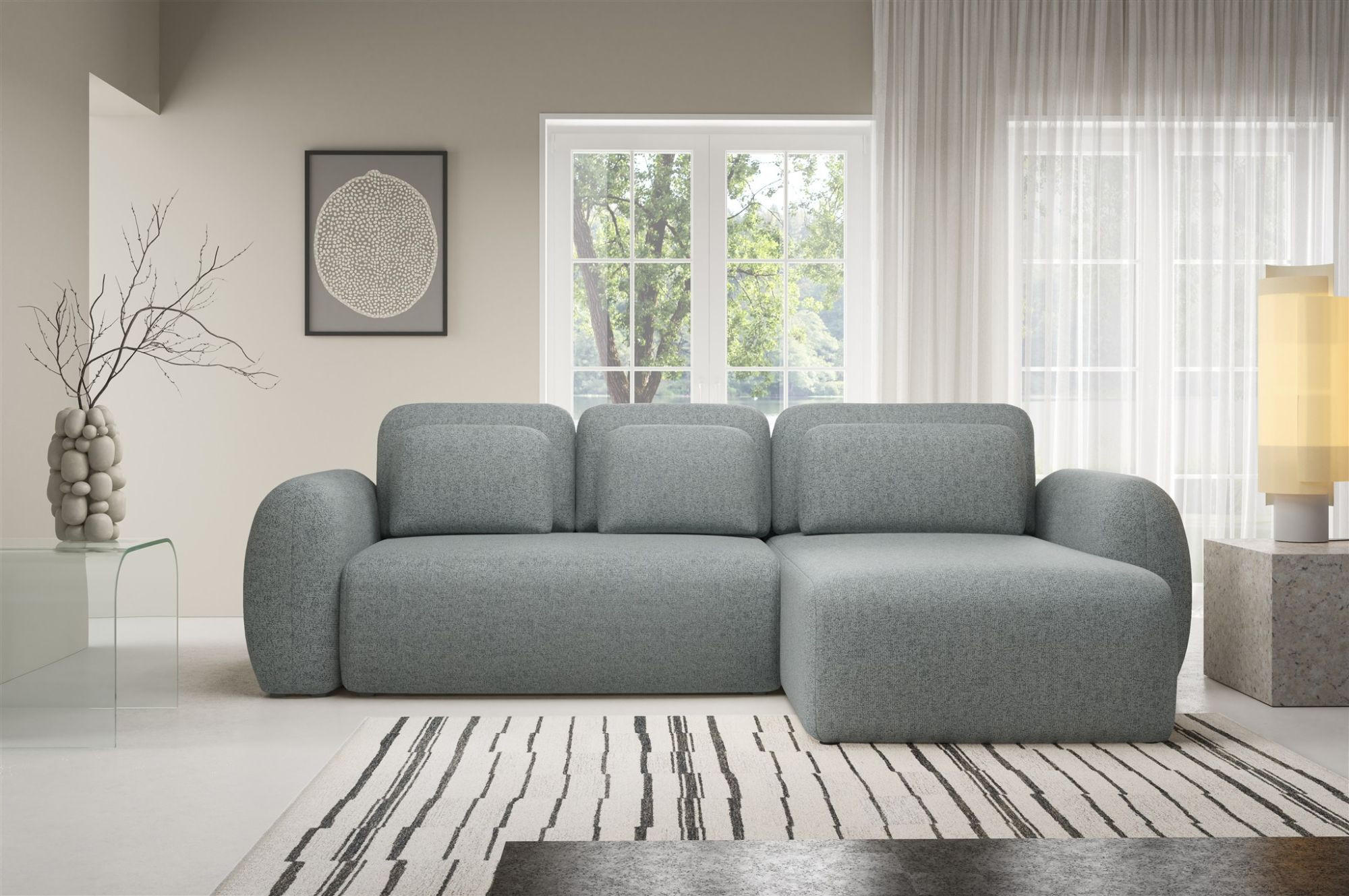 ECKSOFA Gaston Mit Schlaffunktion - Dunkelgrau, Holzwerkstoff/Textil (304/190cm) - Fun Möbel