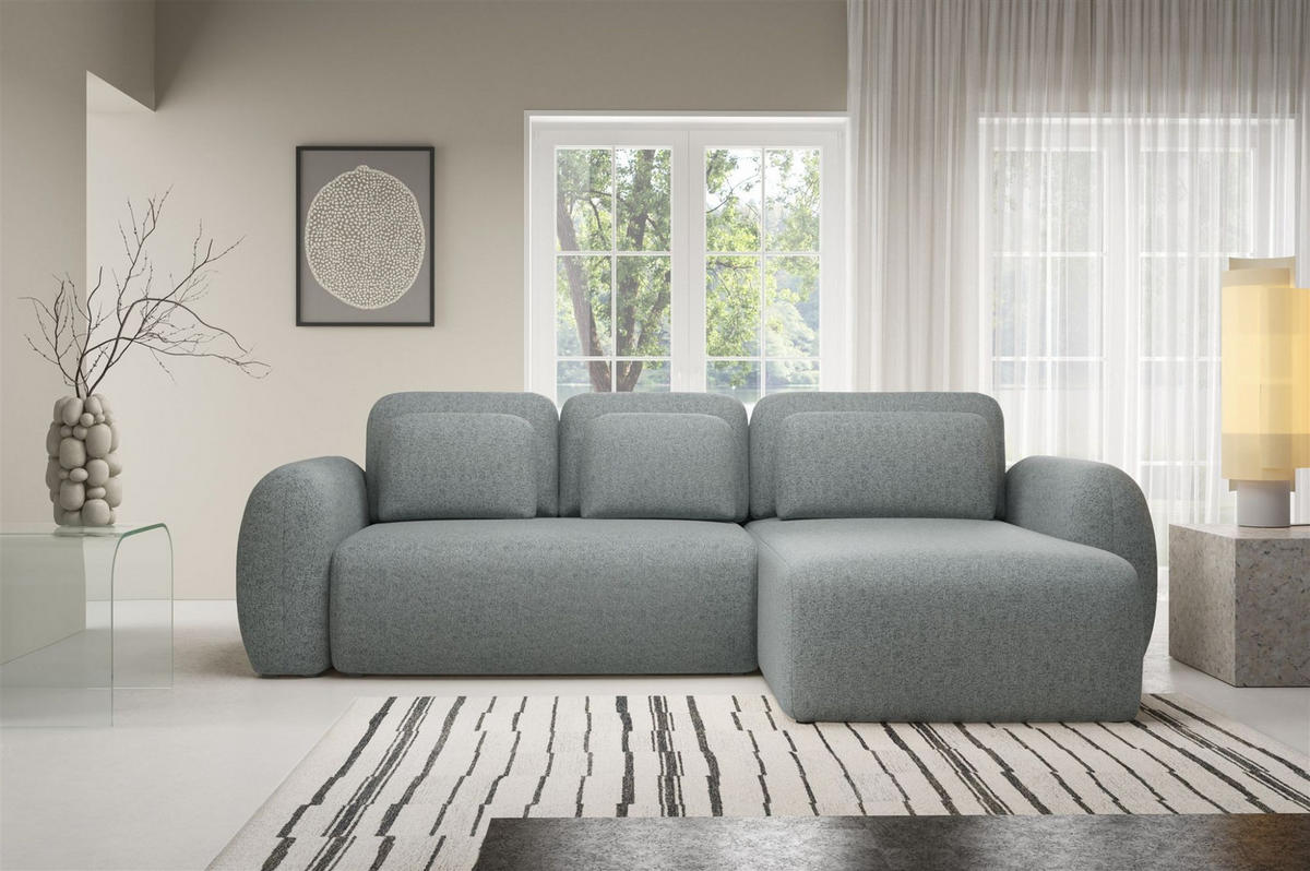ECKSOFA Gaston Mit Schlaffunktion - Dunkelgrau, Holzwerkstoff/Textil (304/190cm) - Fun Möbel