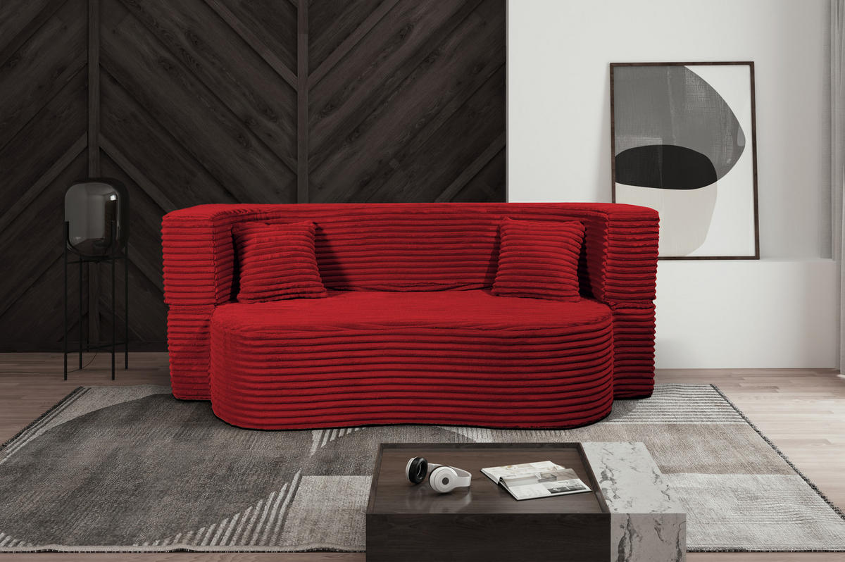 SCHLAFSOFA MYFOAM, Sofa mit Schlaffunktion, Farbe: Rot, Cordstoff - Rot, Textil (200/80/72cm) - Storez24