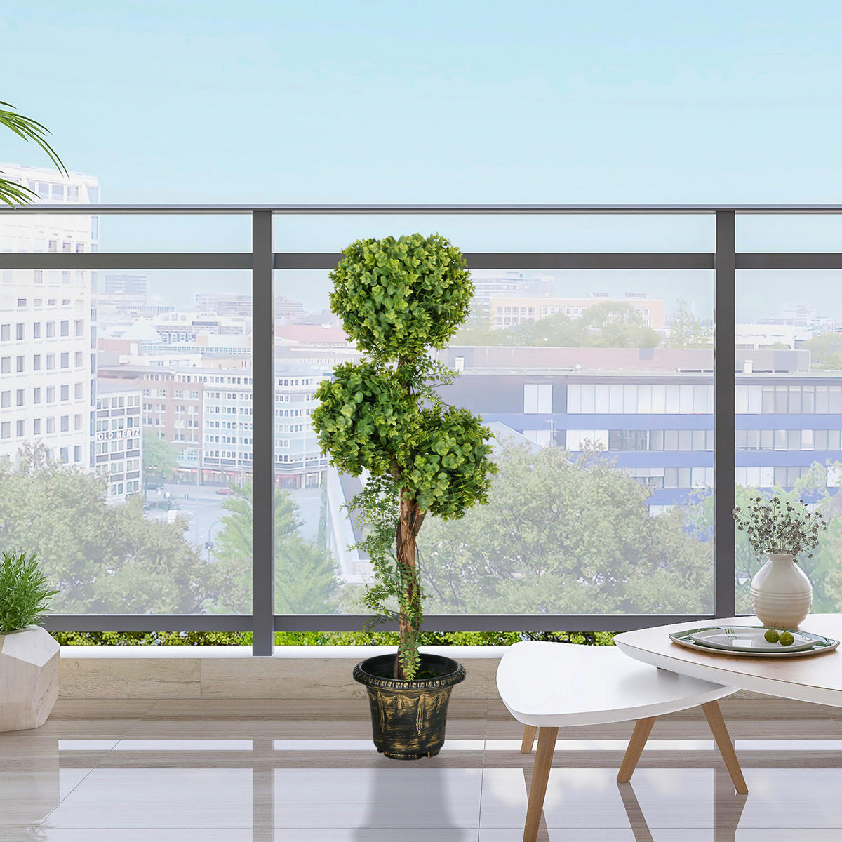 KUNSTBAUM Grün realistisch mit Topf 115 cm - Grün, Kunststoff (115cm) - PANGIVO