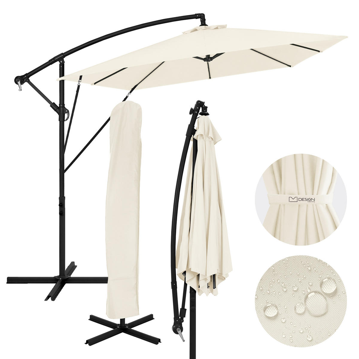 AMPELSCHIRM Ø 330 cm in Beige aus Aluminium - Beige, Metall (330/330cm) - ML-DESIGN