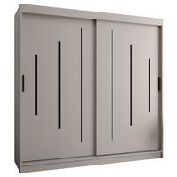 ŠATNÍ skříň s posuvnými dveřmi 200/200/62 2dveřová - černá/kašmírová, dřevo/plast (200/200/62cm)